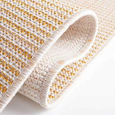 Yellow 4' x 6' Hand-knotted Synthetic Rectangular Rug