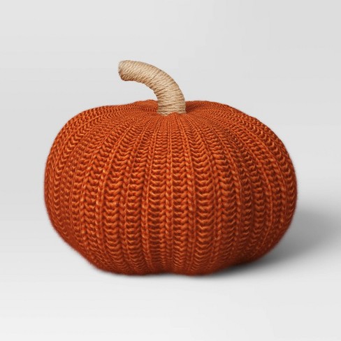 Boo! Knitted Orange & Black Halloween Pillow