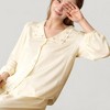 Anna-Kaci Lounge Women's Woven Two-Piece Pajama Set with Embroidered Sailor Collar and Button Down Top - 4 of 4