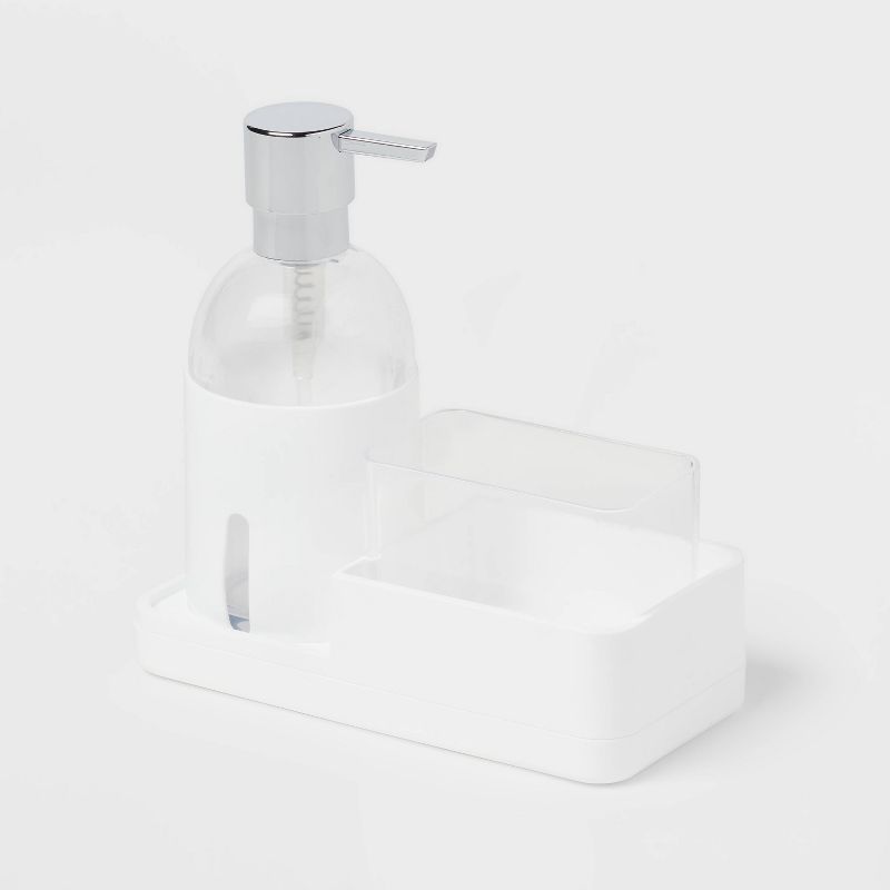 Plastic Soap Pump with Silicone Holder with Caddy &#38; Tray White - Brightroom&#8482;, 4 of 6