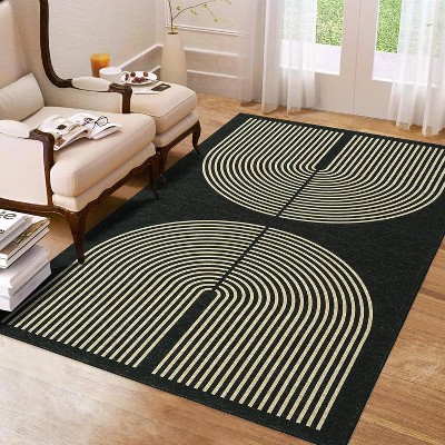 coucheta Modern Geometric Area Rug, Soft Washable Non Slip Low Pile Floor Carpet Indoor Arch Rug, for High Traffic Area, Bedroom, Kitchen,Living Room