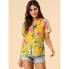 Allegra K Women's Hawaiian Floral Leaves Printed Short Sleeve Button Down Vintage Shirt - 3 of 4