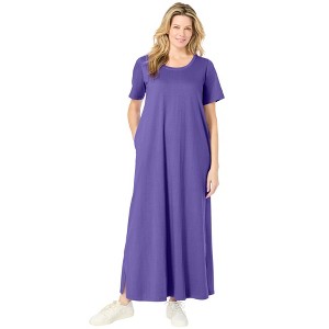Woman Within Plus Size Perfect Short-Sleeve Scoopneck Maxi Tee Dress - 1 of 4