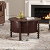 HDZNVF Vintage Round Coffee Table with Storage, Mid Century Modern Cocktail Table with Sliding Door, Walnut - 4 of 4