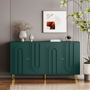 CAVINAS Lacquered Wooden Sideboard Buffet,Cabinet with Golden Knobs and Legs,3-Level Adjustable Shelves,Storage for Living,Kitchen,Dining,Office - 1 of 4