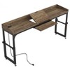 Lirago Gray Adjustable Overbed Table 70.86x15.75x35.4-43.3 Metal Frame with Charging Ports Wheels for Bedside Use - 2 of 4