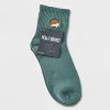 Women's Embroidered Hedgehog Ribbed Ankle Socks - Green 4-10 - image 2 of 3