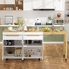 FUFU&GAGA White Modern Sideboard Buffet on Wheels with Extendable Tabletop - 4 of 4