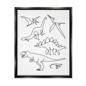 Wall Art by Melissa Wang Various Dinosaurs Outline Doodles Black Framed Kids' Floater Canvas - Stupell Industries: Dinosaur Picture, Kids Artwork - 1 of 4