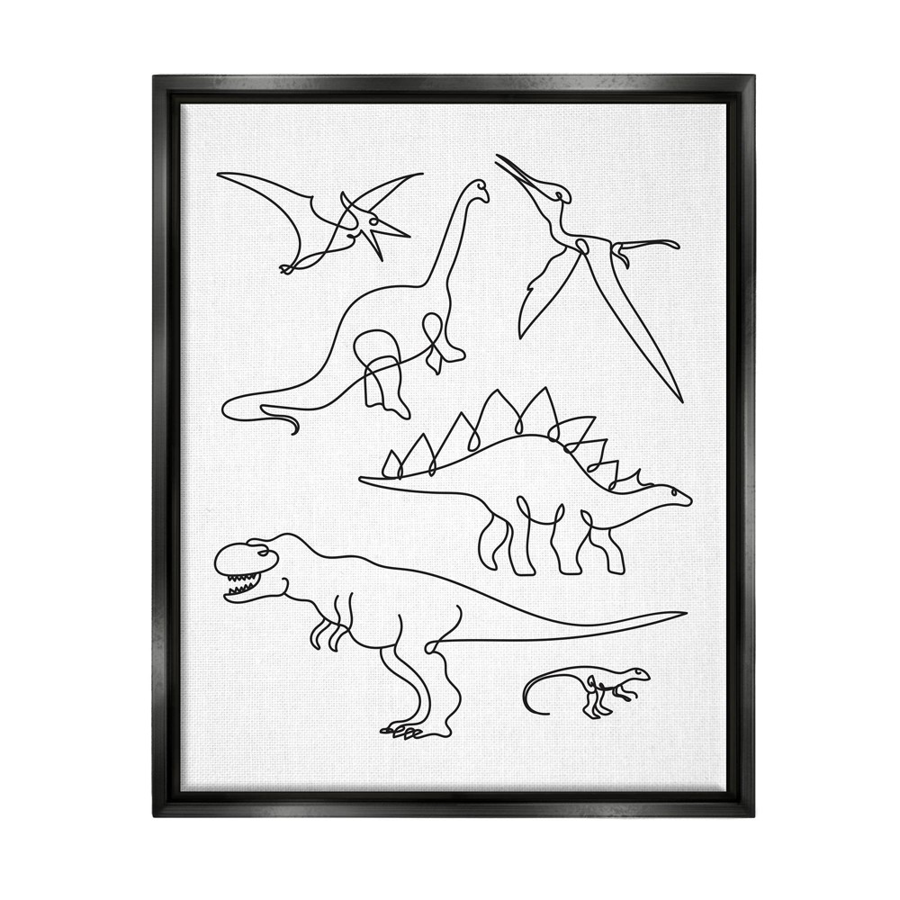 Photos - Other Decoration Wall Art by Melissa Wang Various Dinosaurs Outline Doodles Black Framed Kids' Floater Canvas - Stupell Industries: Dinosaur