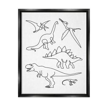 Wall Art by Melissa Wang Various Dinosaurs Outline Doodles Black Framed Kids' Floater Canvas - Stupell Industries
