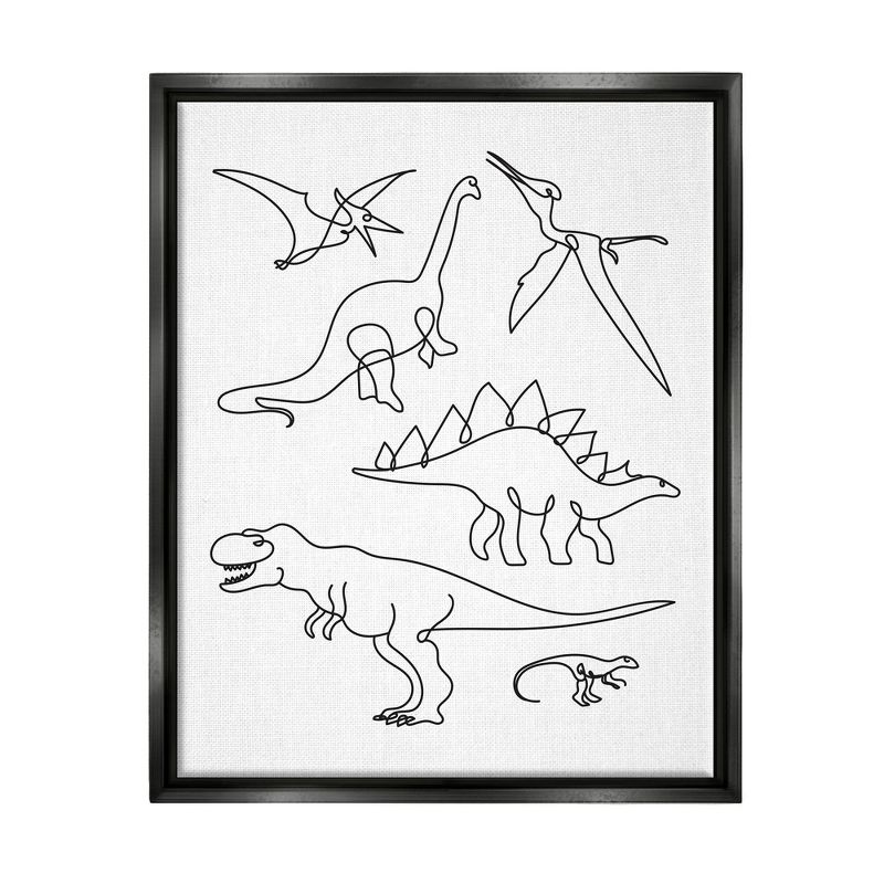 Wall Art by Melissa Wang Various Dinosaurs Outline Doodles Black Framed Kids&#39; Floater Canvas - Stupell Industries, 1 of 8