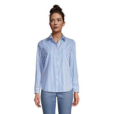 Lands' End Women's Wrinkle Free No Iron Button Front Shirt - 2 ...