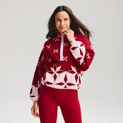Женская куртка All In Motion Microfleece 1/2 Zip Pullover, цвет: Тёмный красный