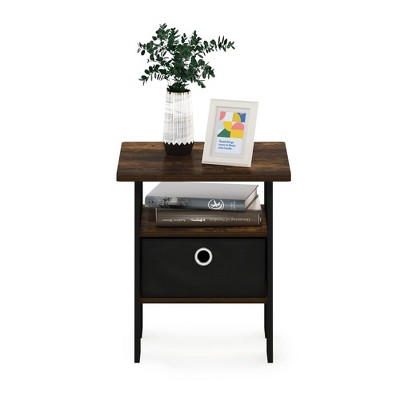 Amber Pine and Black End Table with Drawer