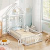 Costway Twin Size House Floor Bed with House-shaped Headboard Clothes Hanger without Slats Gray/Beige/Pink/White - 2 of 4