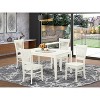 5 Piece Dinette Set - Wood Dining Table & Chairs - Linen White Cottage Style - 2 of 4