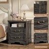 Aheaplus Farmhouse Storage Dresser Set of 2 , Night Stands with Charging Station and Drawer - 4 of 4