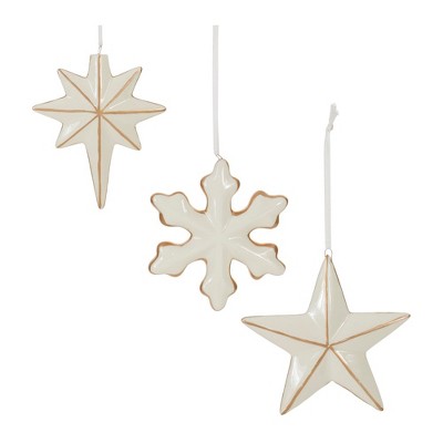 Melrose Ceramic Star Snowflake Ornament (Set of 6)