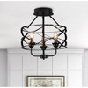 Dewdrop Modern Black Iron Frame 3-Light Semi Flush Mount Lighting Fixture - 4 of 4