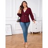 Plus Size Women's V-Neck 3/4 Sleeve Blazer Two-Button Tailed Cardigan - 4 of 4