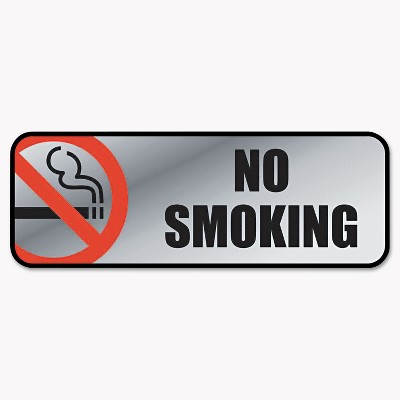 Cosco Brush Metal Office Sign No Smoking 9 x 3 Silver/Red 098207