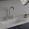 Modern two handle 2 hole bridge kitchen faucet with 360 degree swivel spout sink faucet - 2 of 4