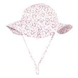 Hudson Baby Infant and Toddler Girl Sun Protection Hat, Pink Green Peony