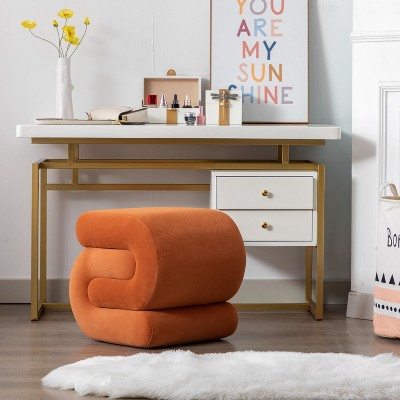 Ottoman Stool Footrest Modern S-Shape Makeup Stool, Upholstered Extra Seating For Living Room,Bedroom,Entryway-Maison Boucle