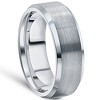 Pompeii3 Men's Brushed Tungsten 7mm Beveled Comfort Fit Ring Wedding Band - 2 of 4