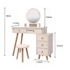 Makeup Vanity Table with Cushioned Stool&Makeup Mirror, 5 Drawers Large Capacity Storage Cabinet,Fasionable Makeup Vanity Desk White - 4 of 4