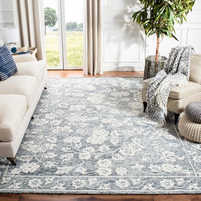 Capri Blue and Ivory Hand-Tufted Wool 8' x 10' Area Rug