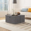 VECELO Folding Storage Ottoman Bench, End of Bed Linen Fabric Foot Rest Stool with Padded Seat, Large Footstool for Bedroom or Living Room - 2 of 4