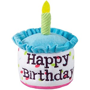 Dog Birthday Cake Toy, Happy Birthday Cake Shaped Squeaky Dog Toys for Small & Medium Dogs Funny Dogs Gifts Plush Dog Party Toys, Small, Blue - 1 of 1