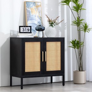 LIKEPAY Rattan Buffet 2-Door Storage Sideboard Cabinet with Adjustable Legs - 1 of 4