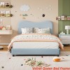 Twin/Full/Queen Size Bed Frame for Kids w/ Velvet Upholstered Headboard, Cute Low Profile Platform Bed for Girls and Boys - 3 of 4