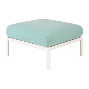 Laurel Outdoor Ottoman with Cushion - White/Seafoam - Lagoon - 1 of 4