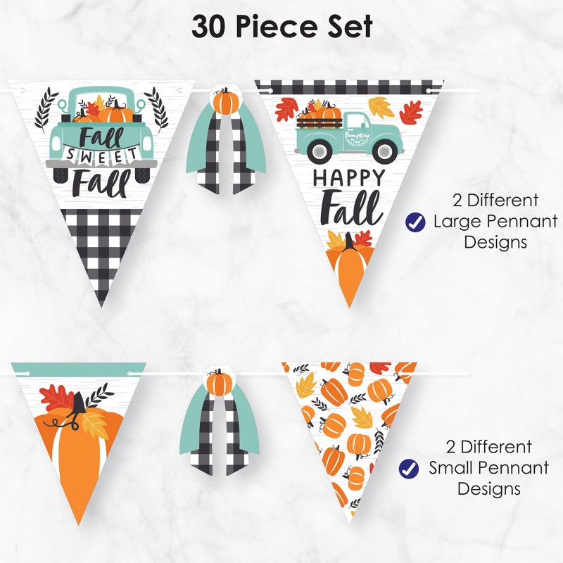 Big Dot of Happiness Happy Fall Truck - DIY Harvest Pumpkin Party Pennant Garland Decoration - Triangle Banner - 30 Pieces, 5 of 9