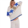 Clotth Women's Star Graphic Sweatshirt - Y2k Oversized Crewneck, Drop Shoulder, Long Sleeve Preppy Shirts, Pullover Tops - 3 of 4