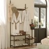 Dexmalle Industrial Hall Tree Coat Rack with Shoe Bench,Brown - 2 of 4