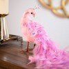 Northlight Glittered and Jeweled Peacock Christmas Decoration with Mini Faux Pearls - 22" - Pink - 3 of 4