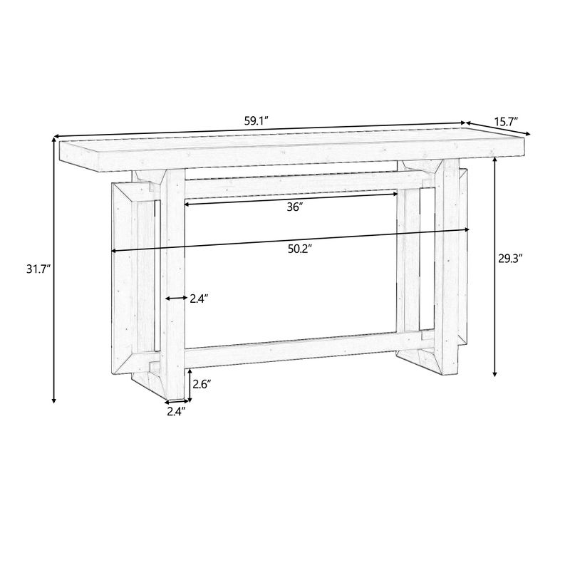 59.1" Modern Industrial Style Console Table - ModernLuxe, 3 of 11