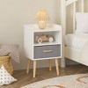 2-Tier Storage Nightstand with Fabric Drawer,Wood Side Table with Storage Cabinet and Shelf,End Table for Living Room Bedroom-Cuddlewood - 2 of 4