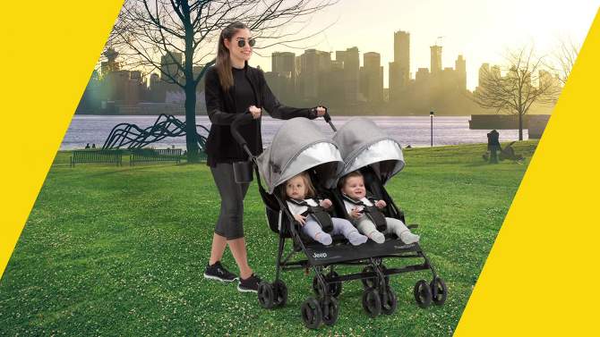 Jeep PowerGlyde Side-by-Side Double Stroller by Delta Children - Gray, 2 of 19, play video
