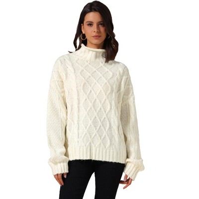INSPIRE CHIC Women's Turtleneck Oversize Long Sleeves Casual Knit Sweater