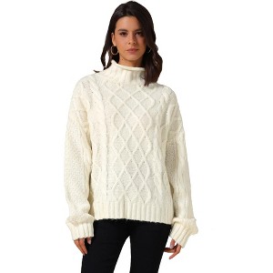 INSPIRE CHIC Women's Turtleneck Oversize Long Sleeves Casual Knit Sweater - 1 of 4
