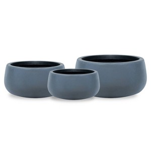 Rosemead Home & Garden, Inc. 3pc Concrete Modern Outdoor Planter Pot Small Medium and Large Black - 1 of 4