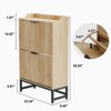 Modern Wave Shoe Cabinet - Slim Entryway Shoe Storage Organizer with 2 Flip Drawers, Fluted Texture Design, and Sturdy Metal Frame for Living Room - 2 of 4