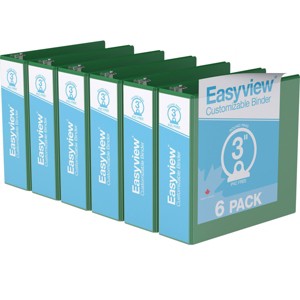 3" Premium Round Ring Binder 6pk Customizable View Green - Easyview: Hard Cover, 600 Sheet Capacity, 2 Pockets - 1 of 2