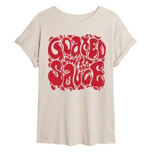 Women's - Instant Message - Goated With the Sauce Oversized Graphic T-Shirt - 1 of 4